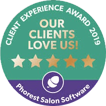 A green circle with five stars and the words " client experience award 2 0 1 9 ".