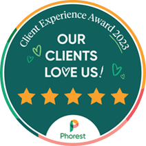 A green circle with stars and the words " client experience award 2 0 2 1 ".