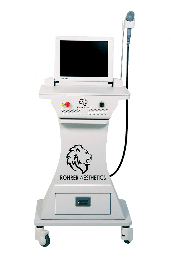 A white device with a picture of a lion on the screen.